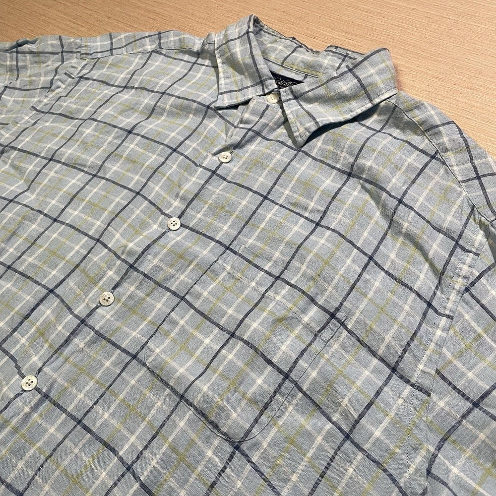 Men's Brooks Brothers Light Blue Short Sleeve 100% Irish Linen Shirt‎ Size XL